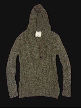 Old Navy Olive Green Hooded Cable-Knit Sweater